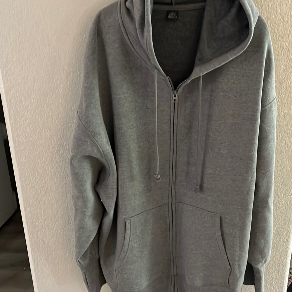 Gray Zip-Up Hoodie Sweater